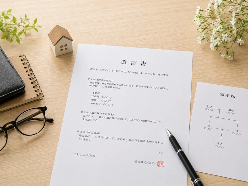 遺言書作成と相続手続きを表すイメージ